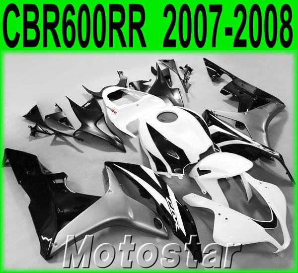 Conjunto motobike de moldagem por injeção para as carenagens HONDA CBR600RR 07 08 kit de carenagem ABS preto prateado CBR 600RR F5 2007 2008 KQ98