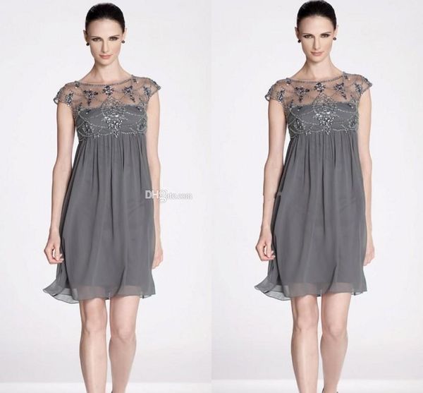 2015 Fashion Elegant Short Chiffon Mother Of The Bride Dresses Jewel