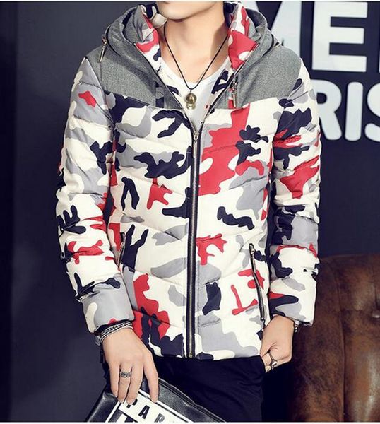 

men's fashion warm winter combination of cultivate one's morality even cap white duck down cotton-padded jacket down jacket coat, Black