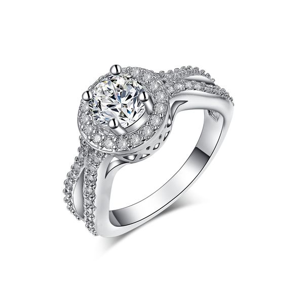 Luxe Platinum Noir Classique Diamant Bague De Fiançailles Déclaration Femmes Party Ring