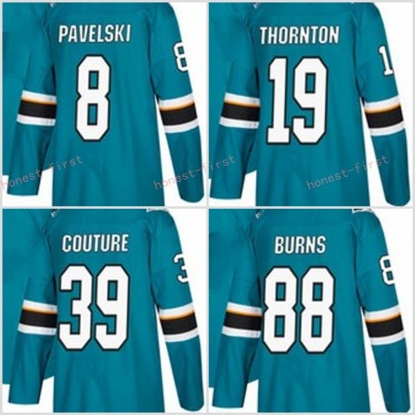 

2018 New Style 88 Brent Burns Jersey 8 Joe Pavelski 39 Logan Couture 19 Joe Thornton Ice Jerseys Stitched Sports Green