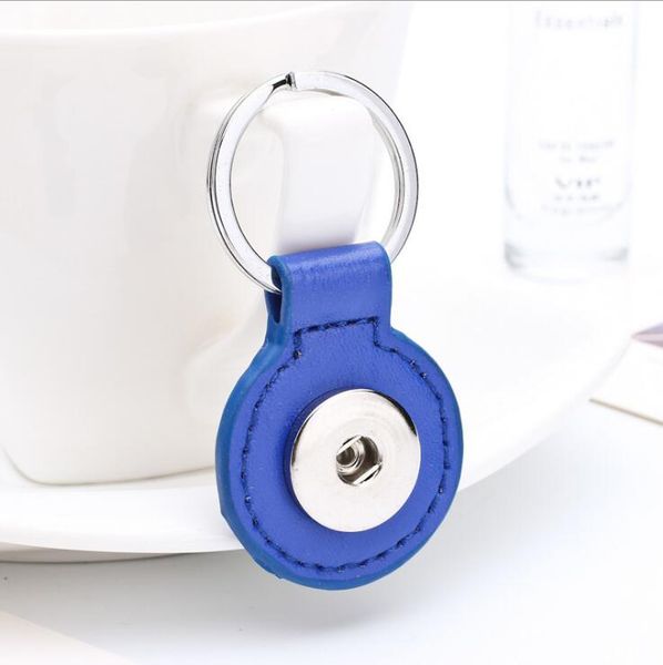 Round PU Leather Snap Button Keychain Snap Key Rings Fit DIY 18MM Snap