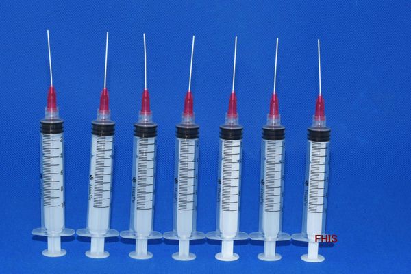 

10 pcs syringes 10ml +25g 1.5" pp flexible tips, compatible with efd