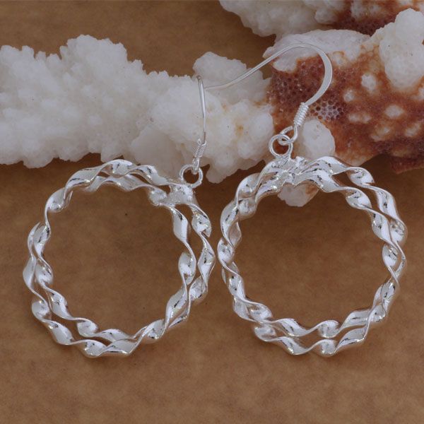 

fashion (jewelry manufacturer) 40 pcs a lot 2 twisted circle earrings 925 sterling silver jewelry factory price fashion shine earring