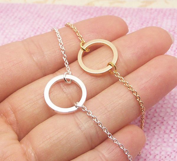 

30pcs gold silver simple dainty open circle bracelets circle outline bracelets eternity karma circle round bracelets, Golden;silver
