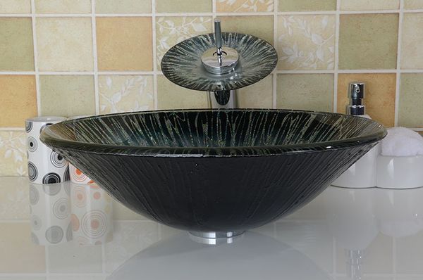 

bathroom tempered glass sink handcraft counter round basin wash basins cloakroom shampoo vessel bowl hx024
