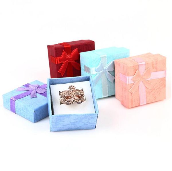 

colorful 48pcs/lot new 4*4cm jewery organizer box rings storage cute box small gift box for rings earrings pendent necklace 4colors, Black;white