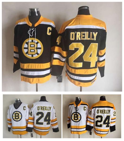 

men boston bruins ice hockey jerseys 24 terry o'reilly black white yellow retro vintage ccm stitched jerseys mix order, Black;red