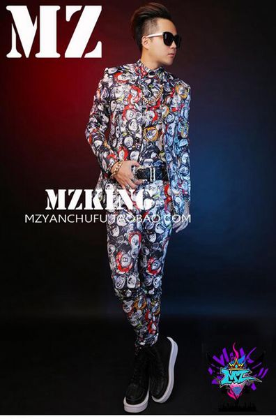 

male singer clubs in europe and the runway looks colorful coke cans letters to cultivate one's morality suit costumes. s - 6 xl, Black;red