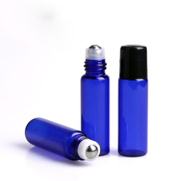 

dhl 5ml refillable empty blue glass roller bottles 5ml with stainless steel metal roller bottles for essential oil perfume