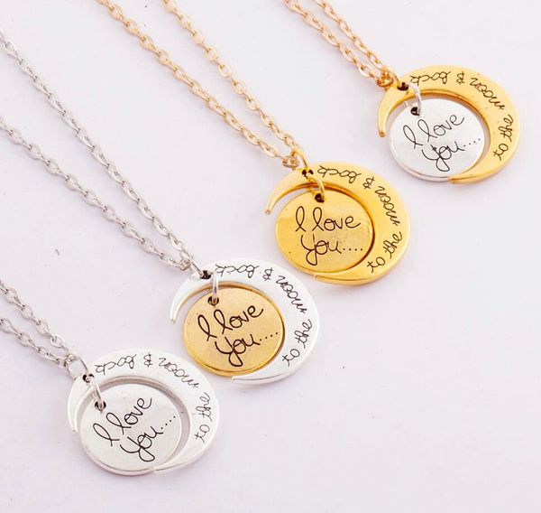 

7styles i love you to the moon and back necklace 20pcs/lot lobster clasp pendant necklaces, Silver