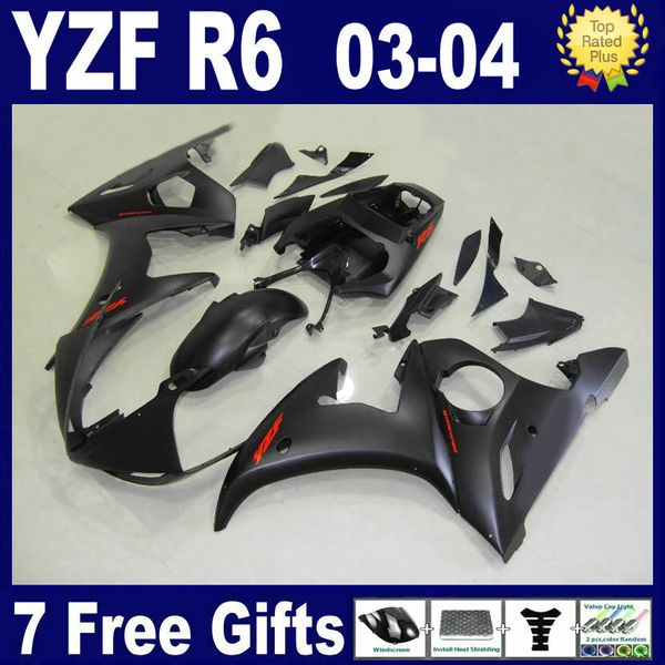 Düz Mat Siyah Fairing Kiti 2003 2004 YAMAHA R6 PERSASYONLARI 03 04 YZF R6 PERSERING Kiti