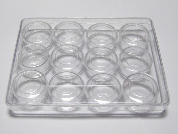 

wholesale-1 set clear beads display case with 12pcs 30mm storage box, Black;white