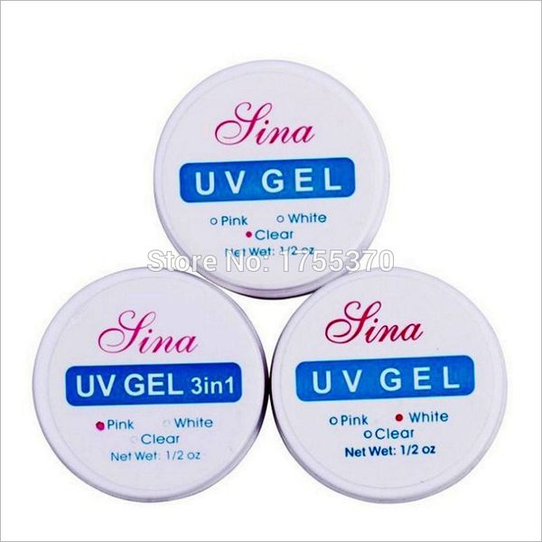 

wholesale-2015 3pcs per set clear pink white colors nail uv gel professional nails art tips salon tools, Red;pink