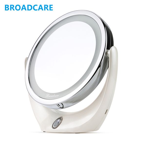 Whole Magnifying Makeup Mirror With Lights Vanity 360 Degree Cordless Led Tabletop Bc 1007 Dual Sided Bathroom