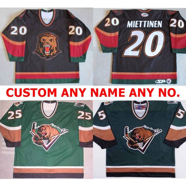 

2017 new mens womens kids ahl utah grizzlies 20 antti miettinen 100% embroidery custom ice hockey jerseys goalit cut, Black;red