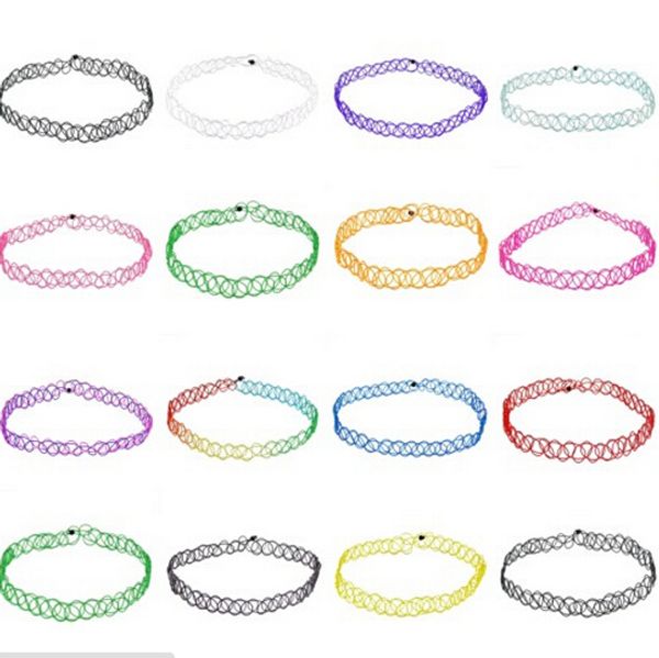 

vintage hippy stretch tattoo choker henna necklace elastic chocker, Golden;silver