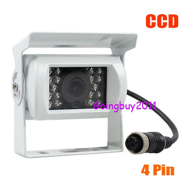 

white 12v-24v ccd bus trailer 18 ir night vision car rear view reverse backup camera 4pin waterproof