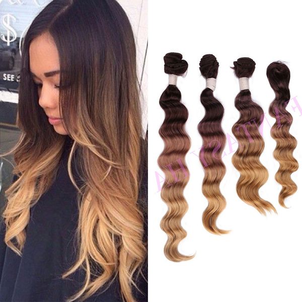 Heat Resistant No Shedding Light Brown Ombre Brazilian Loose Wave