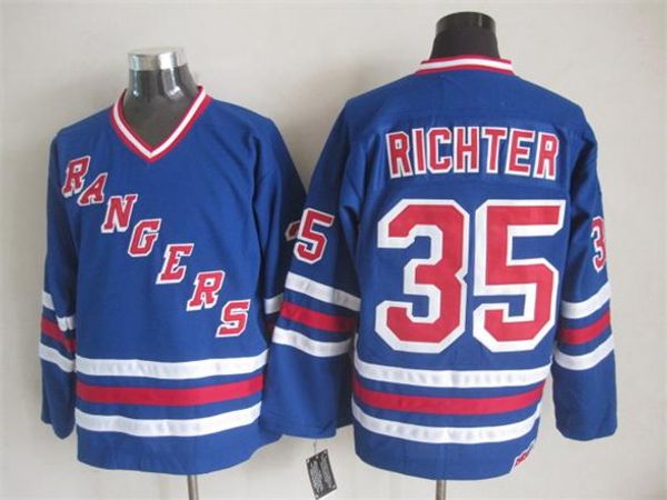 

2016 new york rangers ice hockey jerseys 35 mike richter retro vintage ccm authentic stitched jerseys mix order, Black;red