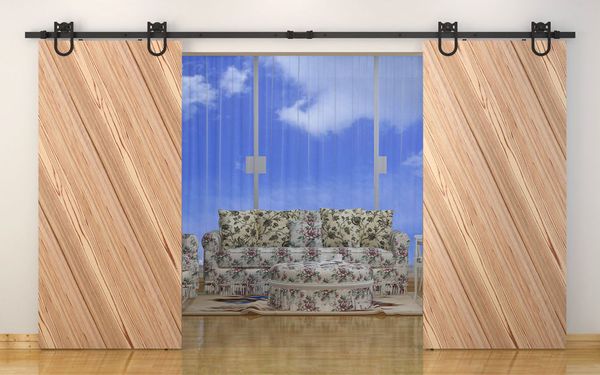 2019 Double Sliding Barn Door Heavy Duty Modern Horseshoe Design