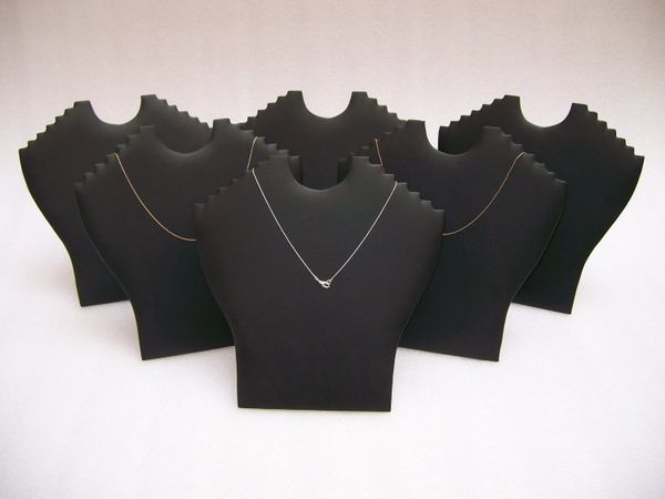 

wholesale 10pcs jewelry display props portable necklace stand holder black leatherette for multi items pendant easel shelf rack, Black;white