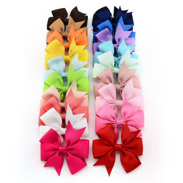 

wholesal 500pcs Bowknot hairpin 3 inch Barrettes grosgrain ribbon hair bows 20 colors children hair accessories baby hairbows girl hair clip