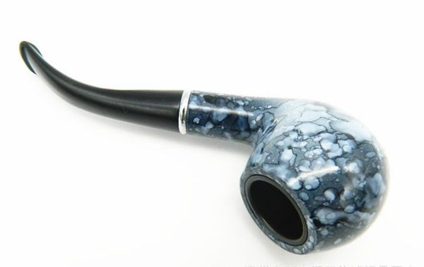 Tubo in porcellana bianca e blu con paragrafo breve, lunghezza 150 mm, confezione pregiata in vendita per pipa curva