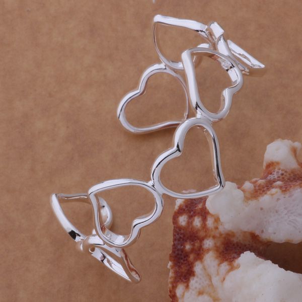 

10pcs/lot gift factory price wholesale new 925 sterling silver 8 heart bracelets bangle jewelry 1291, Black