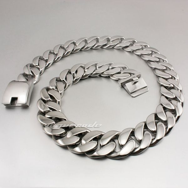 

18" ~ 36" huge & heavy 316l stainless steel mens biker necklace 5e001n, Silver