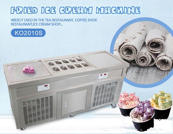 

us wh deliver to door 2 square pans with 10 buckets fast food equipment fried ice cream roll machine roll ice cream machine with refrigerant