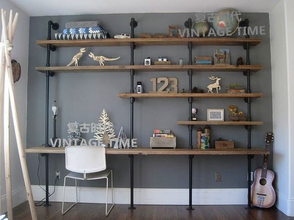 Retro Loft Wood Clapboard To Do The Old Pipes Shelves Computer