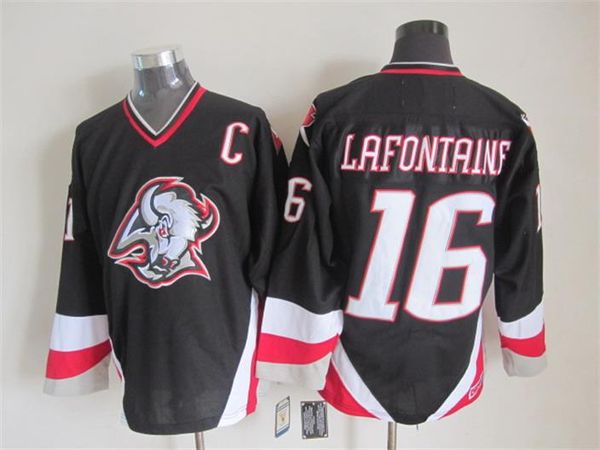 

men buffalo sabres ice hockey jerseys 16 pat lafontaine retro vintage ccm authentic stitched jerseys mix order, Black;red