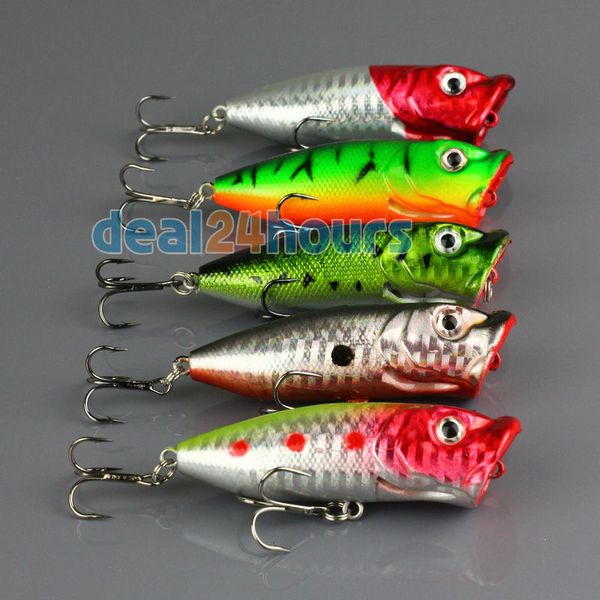 Pesca Topwater Floating Popper Poper Lure Hooks Crank Baits 13g / 6.5cm 2.55 