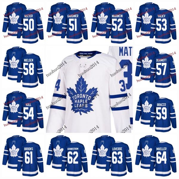 

100th Toronto Maple Leafs 2017-2018 Youth 50 Cal Heeter 51 Jake Gardiner 52 Martin Marincin 53 Rinat Valiev 54 Justin Holl Hockey Jerseys