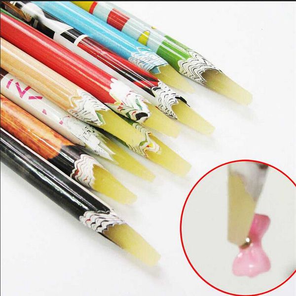 

1pcs long dotting tools wax resin rhinestones picker pencil crafts nail art deco pick up pen, Silver