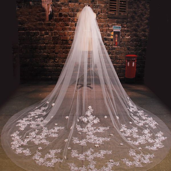 

New Arrive Bride Veil Long Length Elegant Lace Beaded Long Wedding Veil Fashion Long Wedding Veil