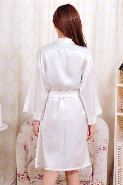 

2023 ladies womens solid plain satin rayon robe pajama lingerie sleepwear kimono gown pjs #3726, Black;red