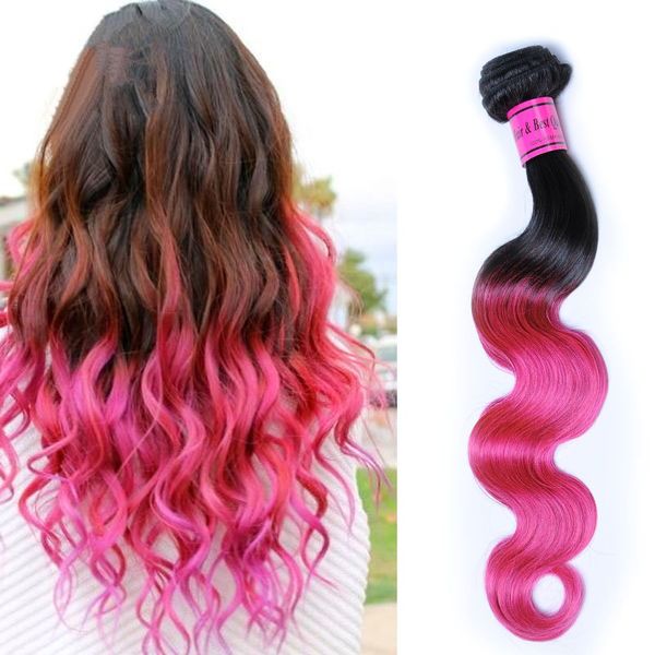 1b Pink Ombre Virgin Hair Weave Bundles 4 Bundle Ombre Cheap Remy