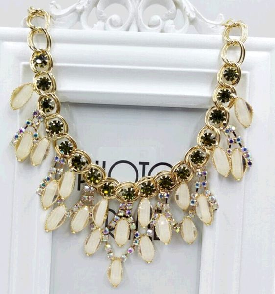 

big star jewelry 2015 new vintage chokers gemstone choker charm statement retro necklaces & pendants gift wholesale red green white purple, Golden;silver