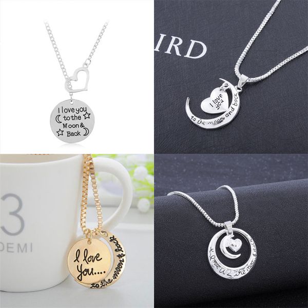 

new i love you to the moon and back silver gold pendant necklace women girls gift ing
