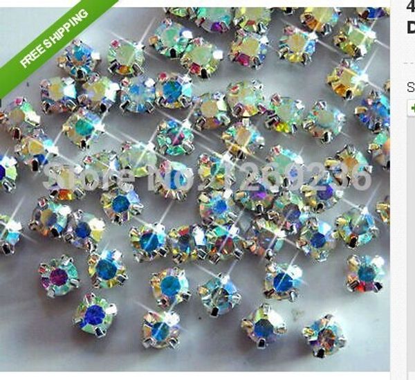 

wholesale-loose beads 720pcs 5mm 5 gross clear ab sew-on glass diamante rhinestone crystal m08, Black