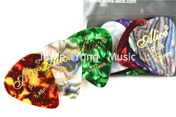 

alice 12pcs gold stamping pearl celluloid guitar picks plectrums clamshell ing