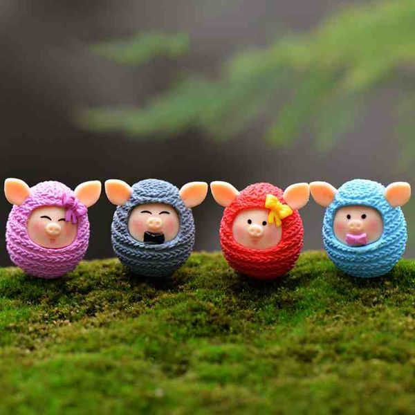 

mini cute wool pig lovers doll ornament potted plant diy material handicraft moss terrarium micro landscape fairy garden deskzakka