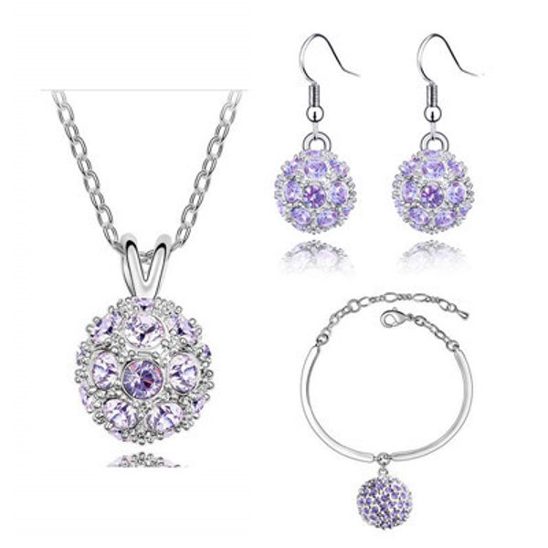 

fully-jewelled pendant necklace jewelry set austria zircon crystal necklace+earrings+bracelet set diamond women wedding jewellry dhl, Black