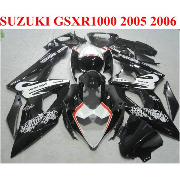 Passen Sie Motorradteile für den Verkleidungssatz Suzuki GSXR1000 2005 2006 K5 K6 05 06 GSXR 1000 weiß schwarz Beacon-Verkleidungsset EF82 an