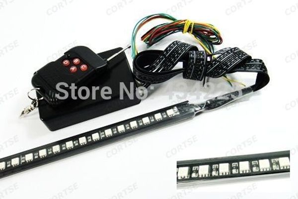 

wholesale-1set x rgb smd led 7 color glow strip knight rider strobe under bumper grille remote