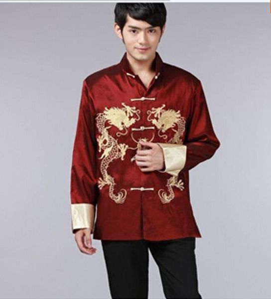 

fall-new black burgundy green chinese men's dragon kung fu jacket/coat, Black;brown