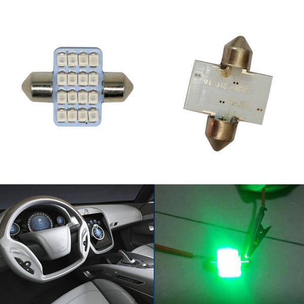 Vehicle Auto Green 31mm 16 Smd 1210 De3175 Led Lighting For Car Interior Dome Map Lamp Bulbs Diy Case Bright Work Lights Brightest Led Work Light From