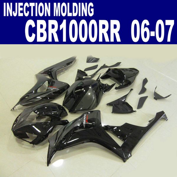 

injection molding fairing kit for honda cbr1000rr 06 07 cbr1000 rr 2006 2007 all glossy black fairings set vv43